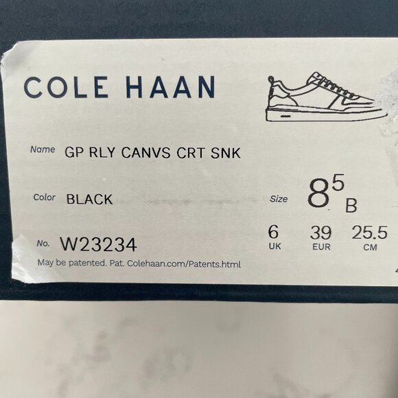 Cole Haan Grand 360 Pro Rally Canvas Court Lo Cut Sneakers Blk Optic Wht 8.5 - Picture 8 of 13